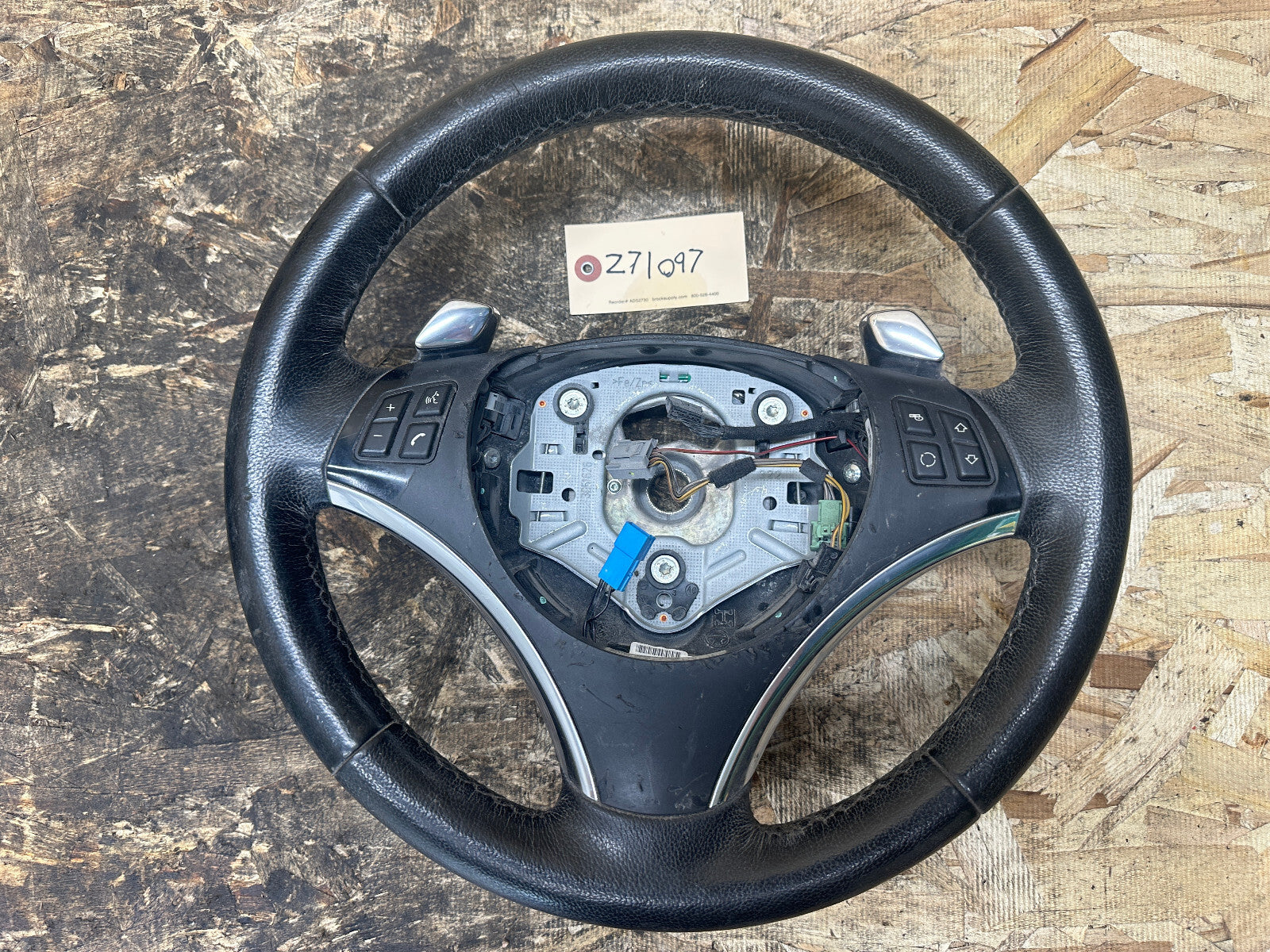 BMW 06-13 E90 3 SERIES BLACK LEATHER STEERING WHEEL W/ PADDLES OEM 3051626