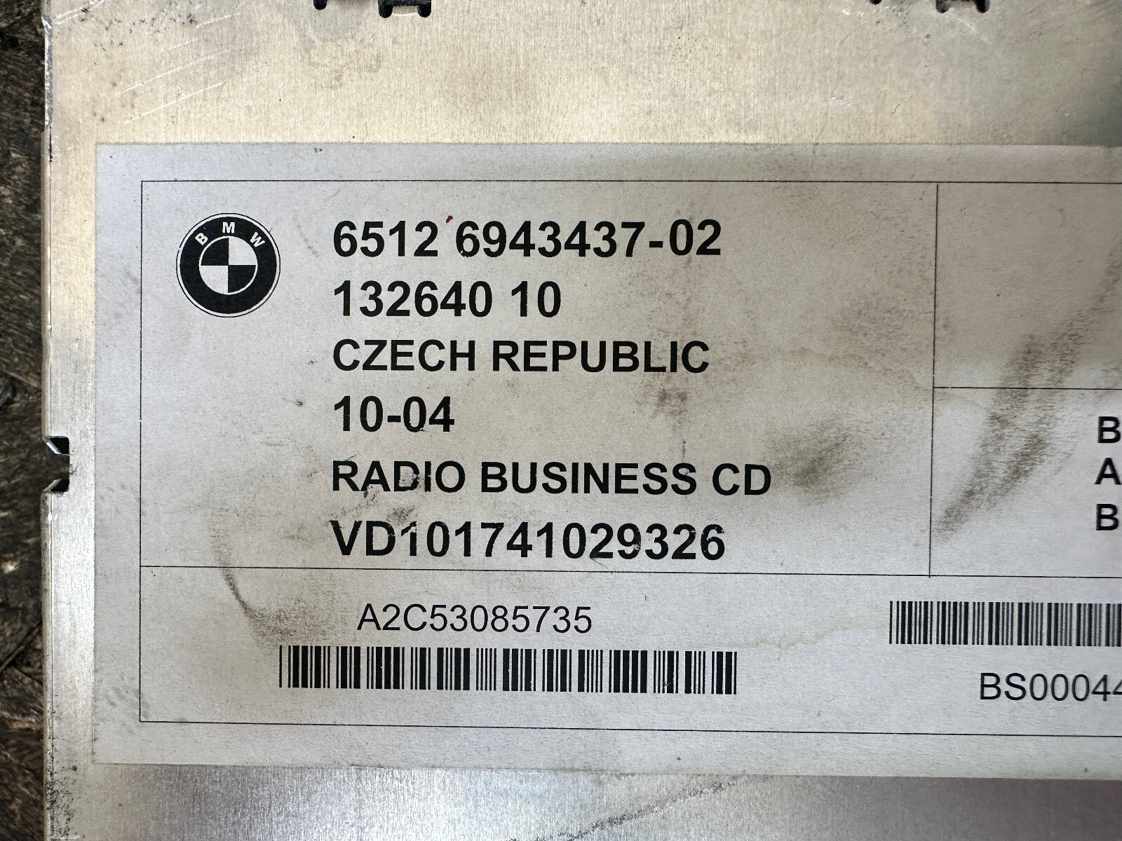 BMW 02-10 E83 E85 X3 Z4 BUSINESS CD PLAYER RADIO HEAD UNIT OEM 6943437
