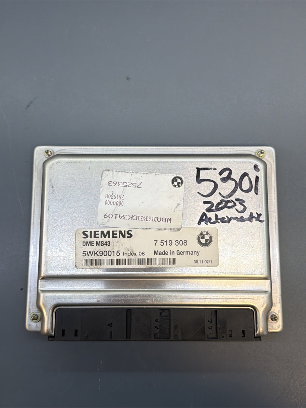 BMW E46 E39 E53 3 5  3.0i M54 ENGINE ECU SET DME MS43 EWS3 IGNITION KEY 7519308