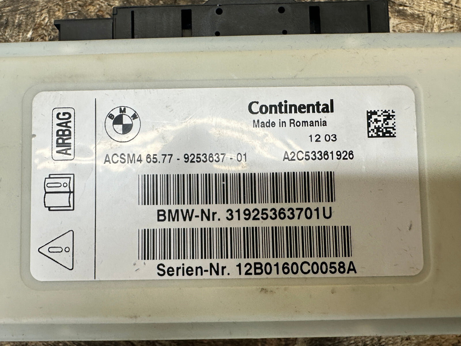 BMW 2011-2017 F25 X3 F10 F30 3/5 SERIES CRASH SRS CONTROL MODULE OEM 9253637
