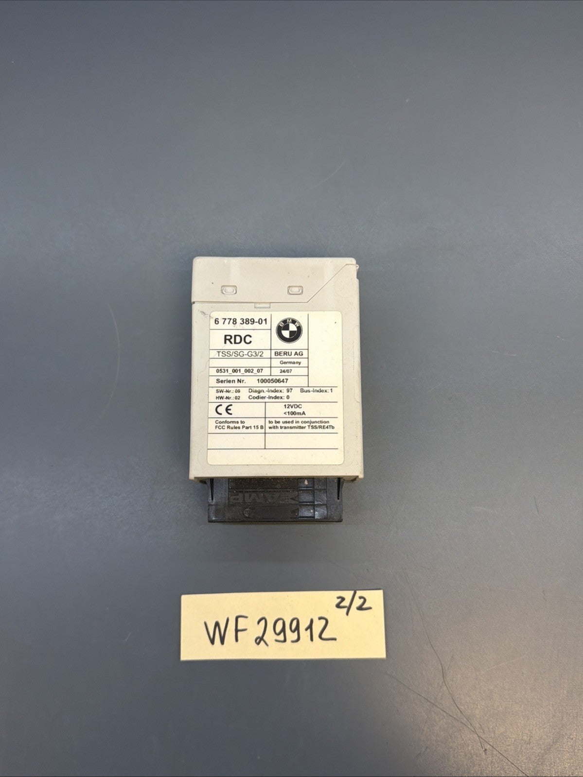 2004 - 2010 BMW X3 E83 Tire Pressure Control Module 6778389 OEM