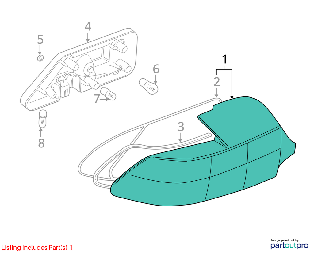 1996-1999 BMW Z3 Roadster Passenger Right Side Halogen Tail Light Lamp 8389714
