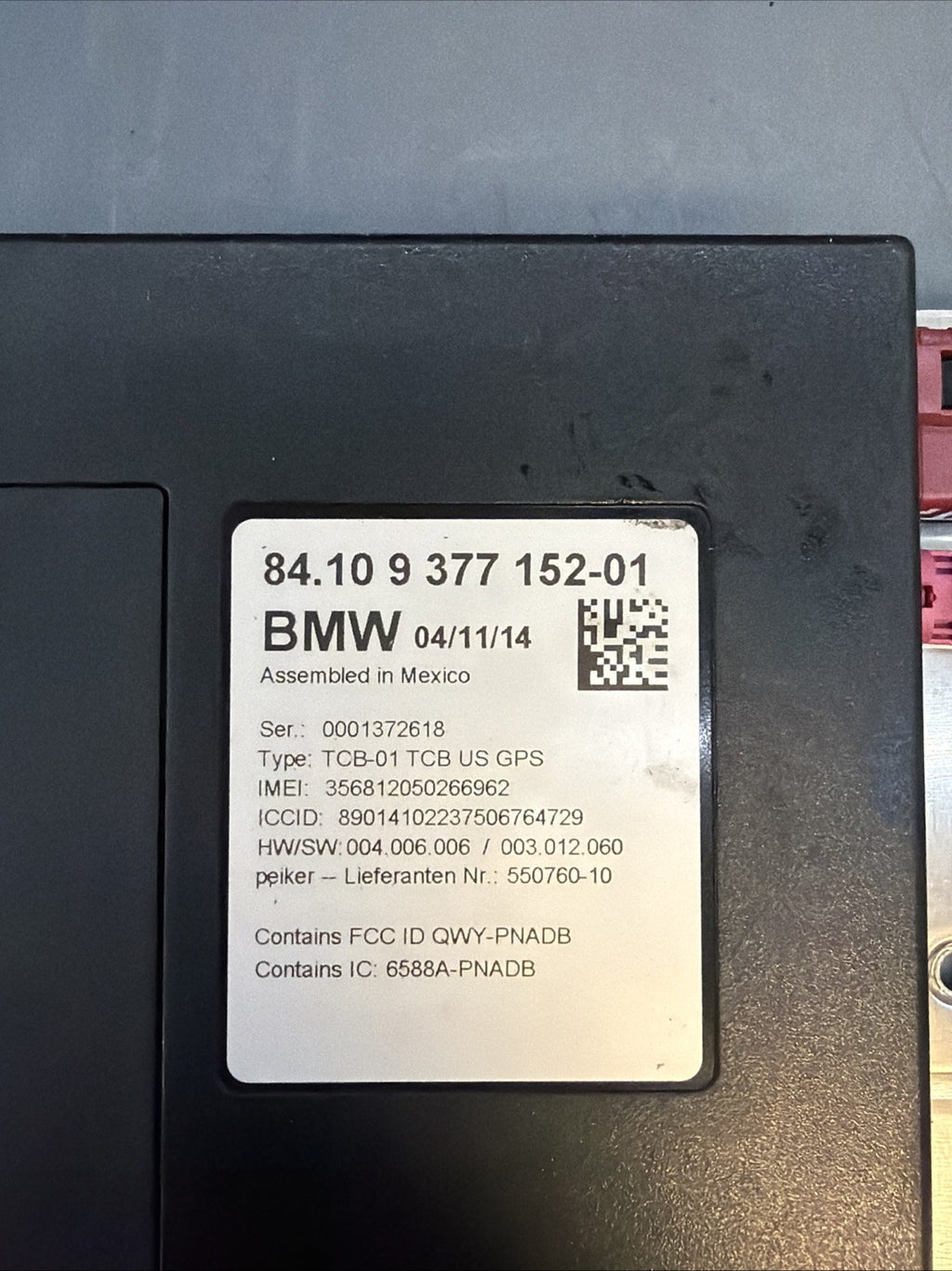 2012-2016 BMW F30 F34 Bluetooth Telematics Control Module OEM 9377152