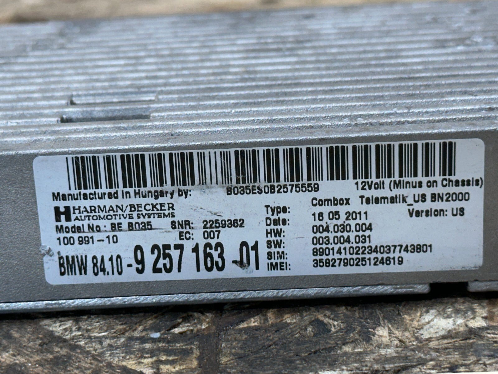 BMW 2007-2014 E70 X5 HARMAN BECKER TELEMATICS CONTROL MODULE OEM 9257163