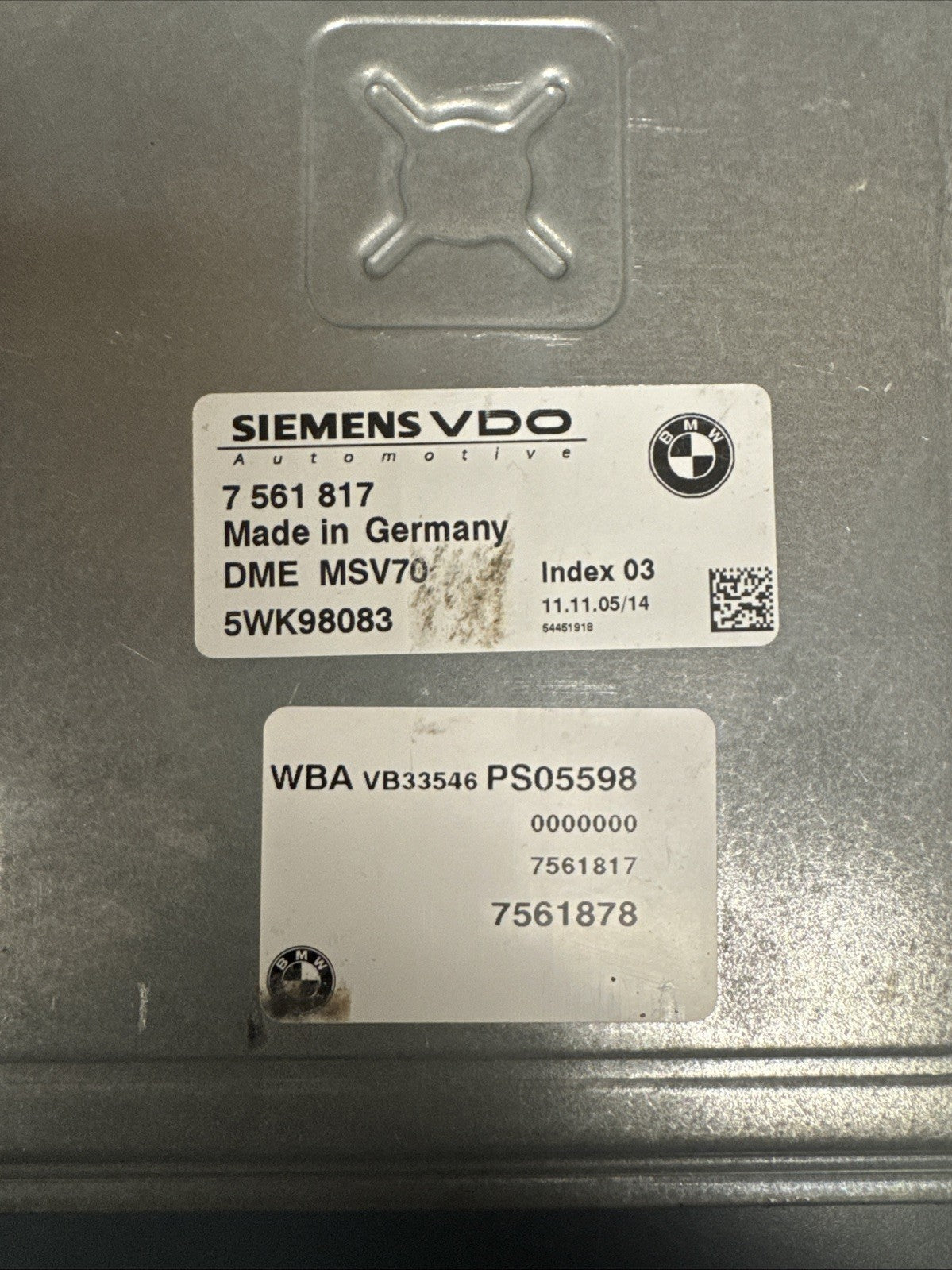BMW E90 E91 E92 Engine Computer DME CAS KEY MsV70 N52 Auto OEM 06-08  7561817