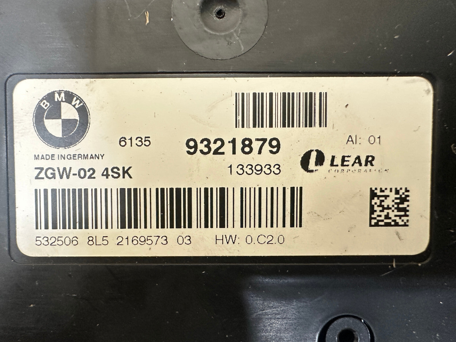 BMW 13-17 F10 5 SERIES LCI BODY CENTRAL GATEWAY CONTROL MODULE OEM 9321879