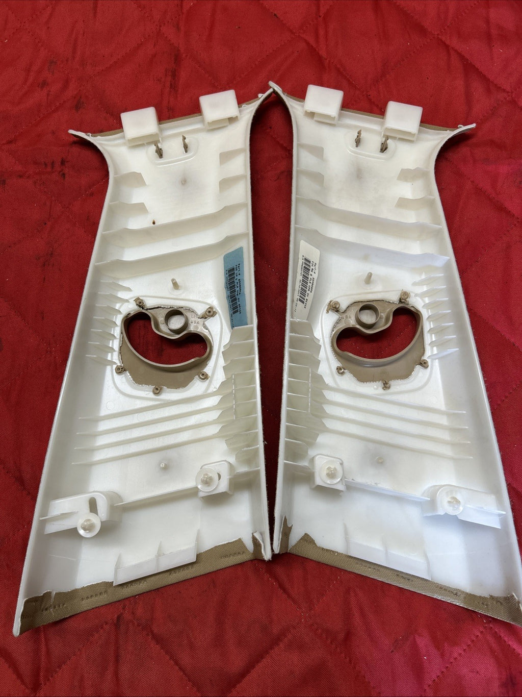 11-17 BMW X3 F25 CENTER LEFT & RIGHT SIDE UPPER B PILLARS COVER TRIM PANEL BEIGE
