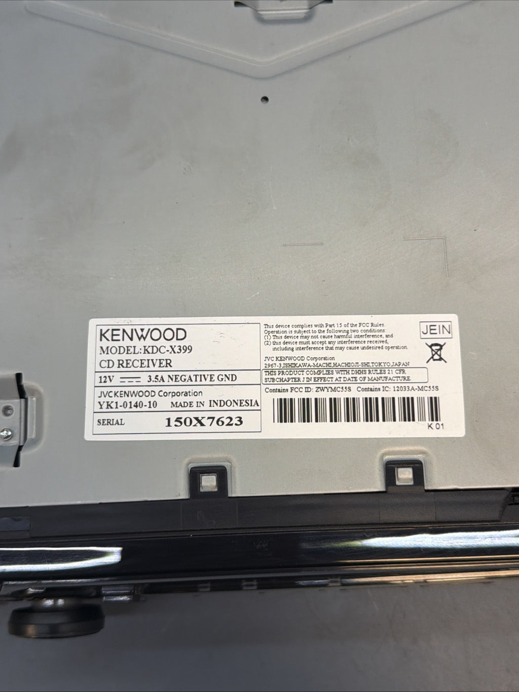 Kenwood Excelon KDC-X399 CD Bluetooth Media Player Stereo KDCX399
