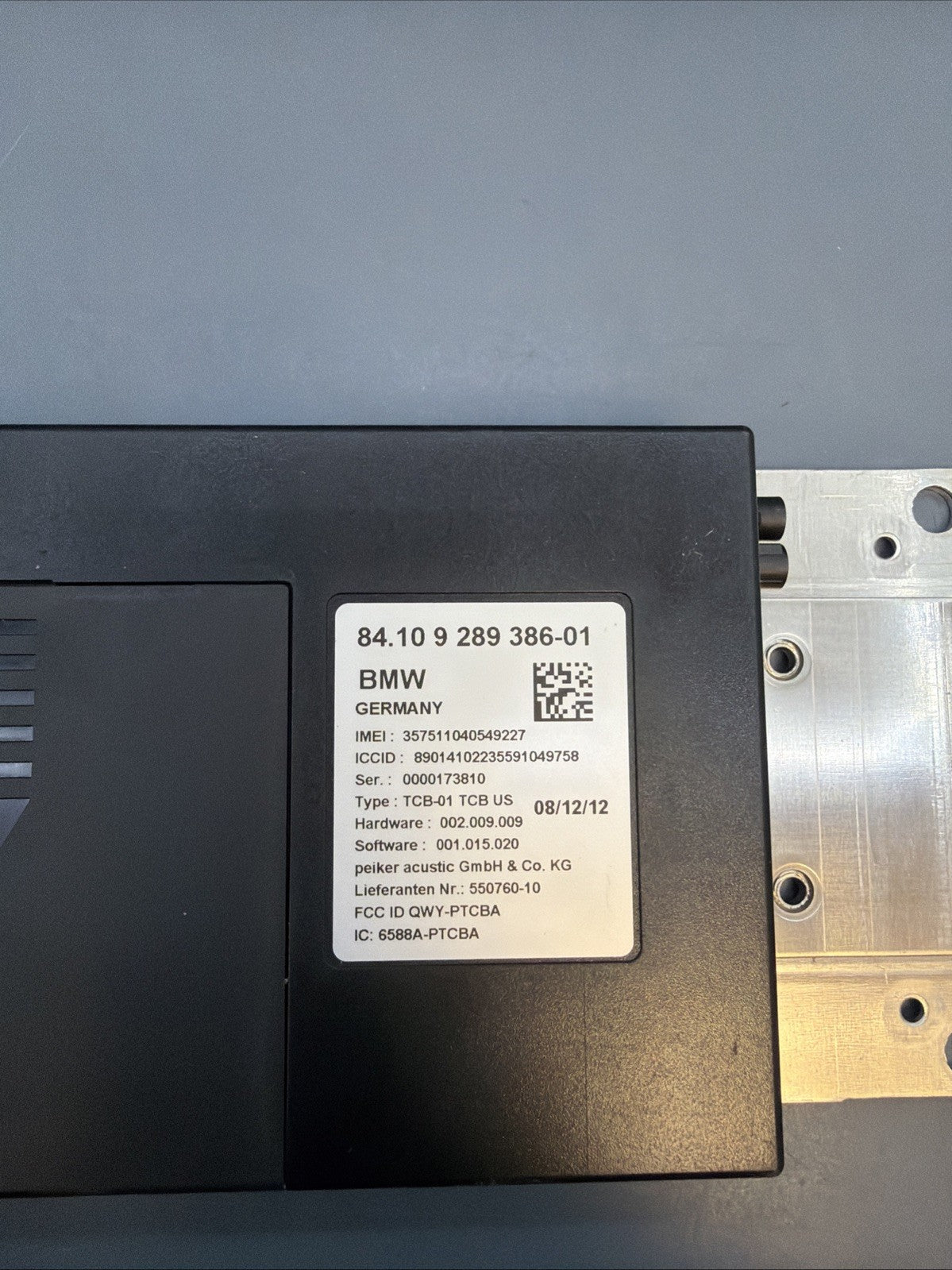 11-13 BMW F10 Bluetooth Telematics Communication Control Module 9289386