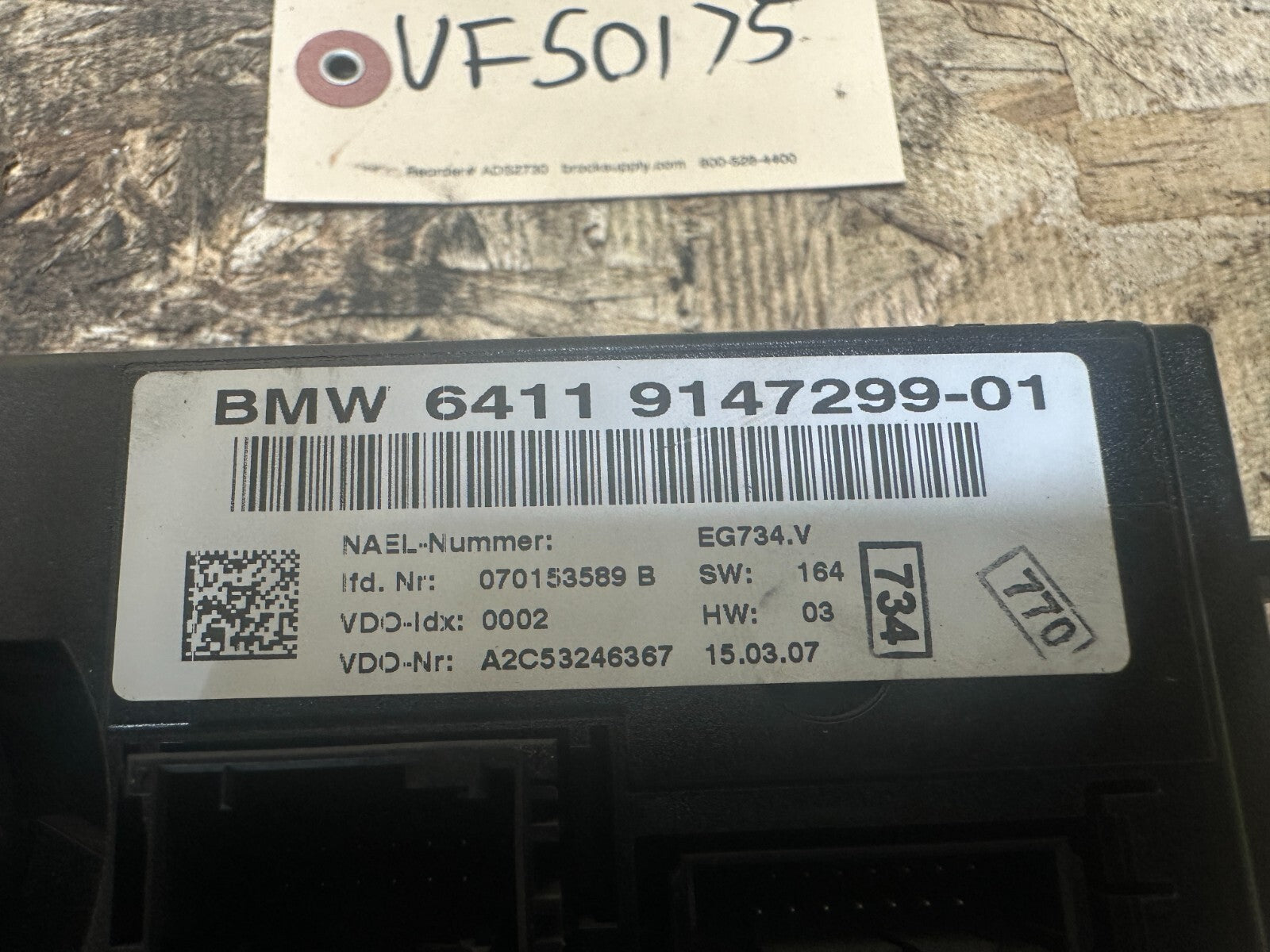 BMW 2006-2012 E90 E9X 3 SERIES CLIMATE CONTROL PANEL BLACK OEM 9147299