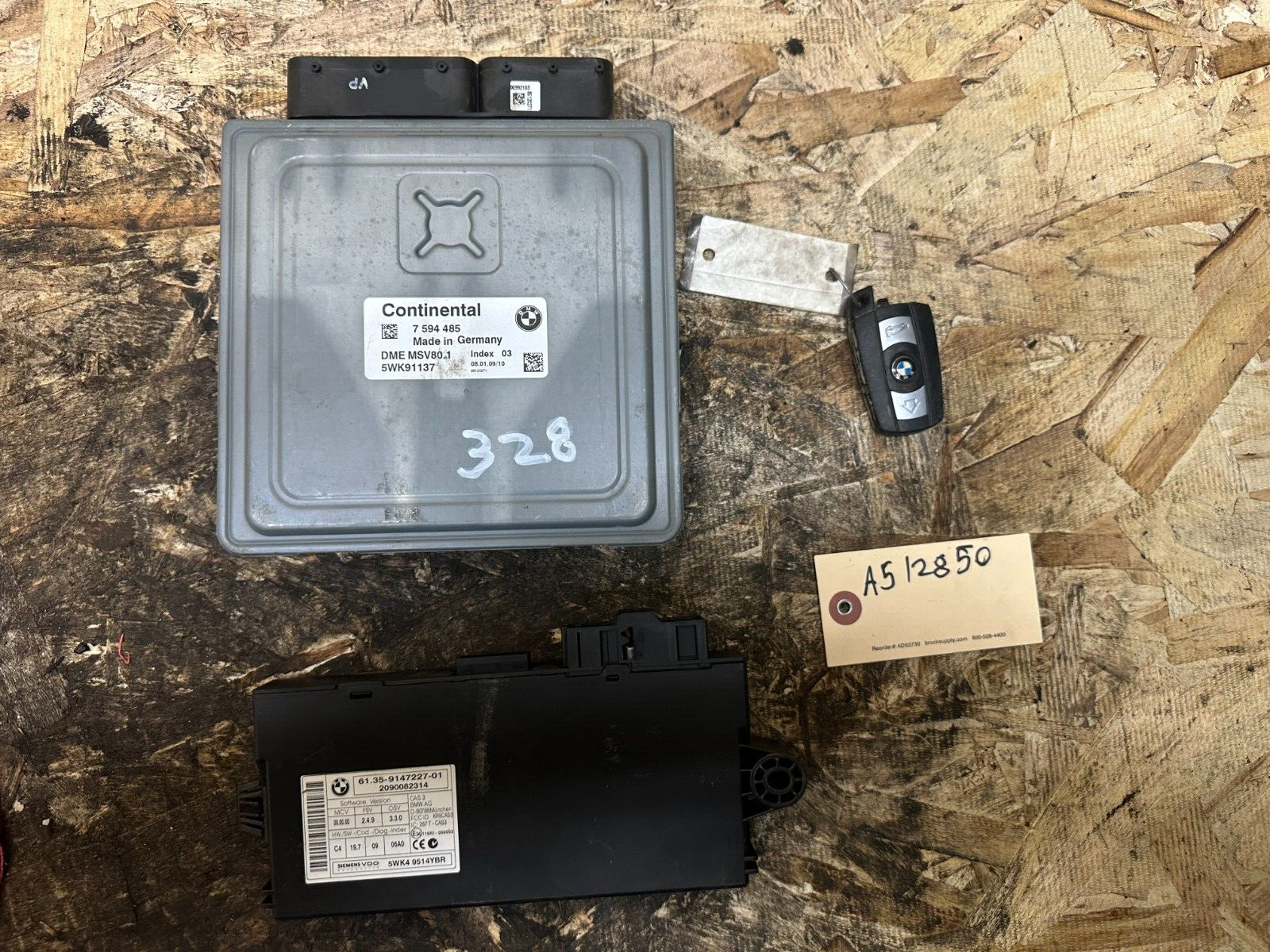 BMW 2009-2013 E90 ECU+CAS(IMMOBILIZER)+KEY VIN MATCHED SET OEM 7594485+9147227