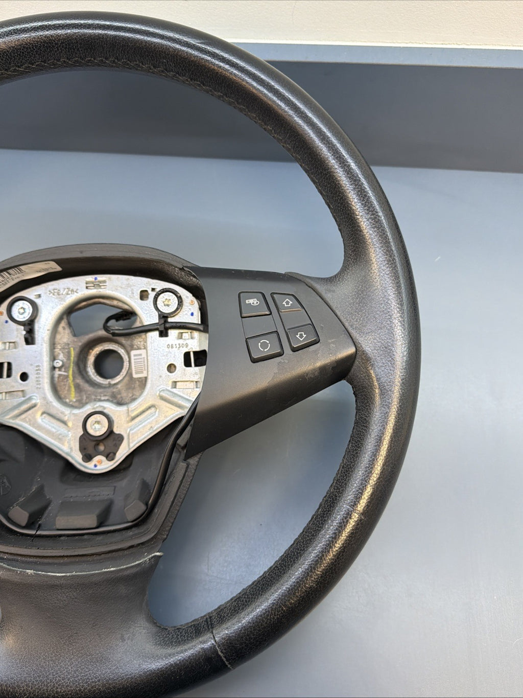 2007-13 BMW X5, E70 Black Leather Steering Wheel W/ Audio OEM 2445433