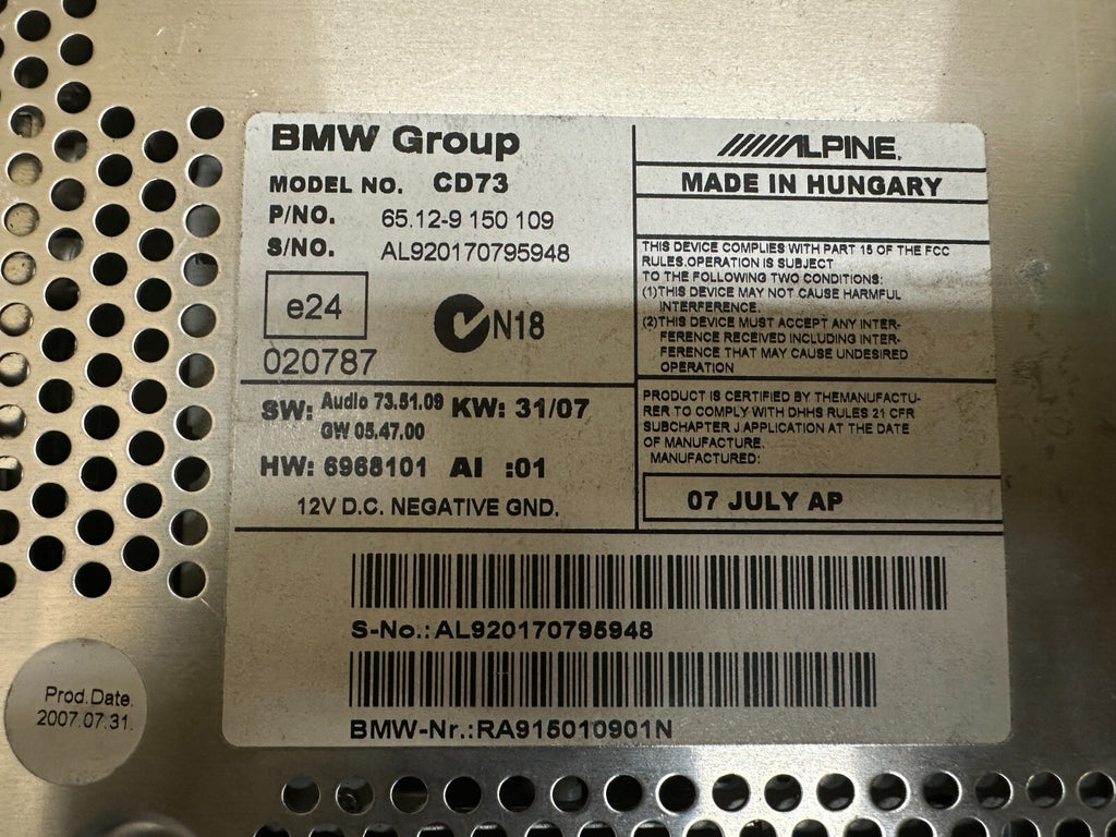 BMW 2006-2012 E90 E9X AM FM RADIO CD AUDIO PLAYER OEM 9150109
