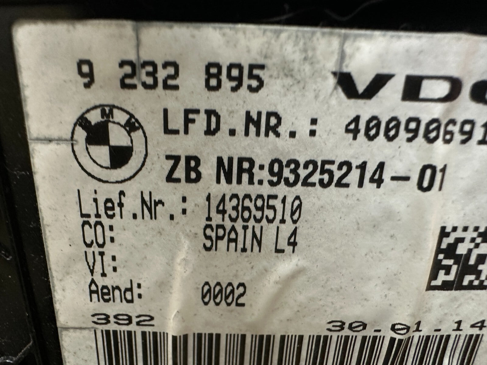 BMW 2010-2017 F25 F30 F32 SPEEDOMETER INSTRUMENT GAUGE CLUSTER OEM 9232895