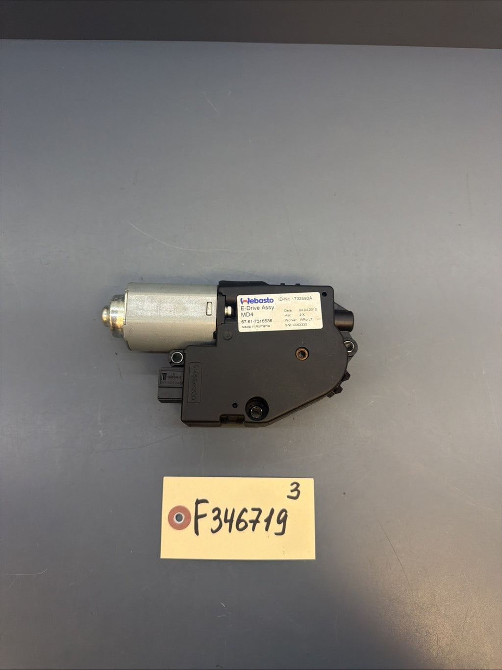 12-18 BMW F30 F34 3-SERIES SUNROOF MOTOR DRIVE UNIT 7316536 OEM
