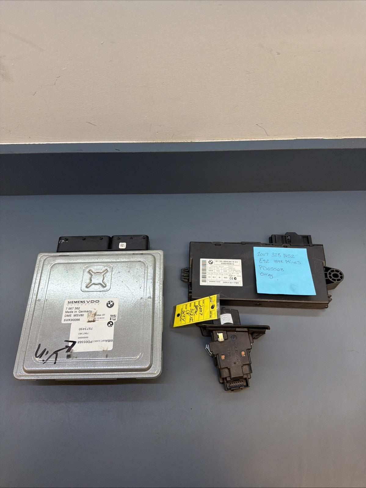 2007-2010 BMW E90 E92 328i AUTO N52K MSV80 ECU DME CAS KEY SET OEM 7567362