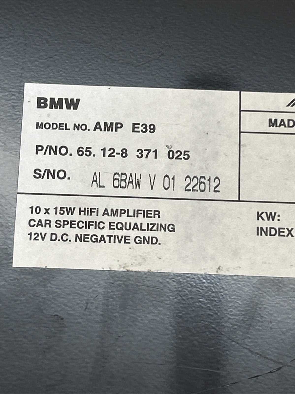 1997-2003 BMW 5 SERIES ALPINE AUDIO AMPLIFIER CONTROL MODULE 8371025