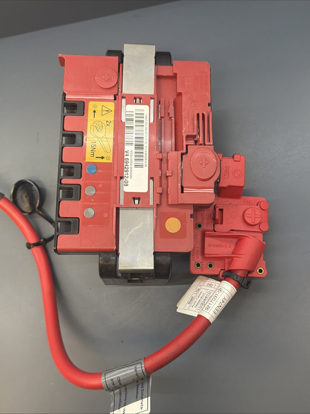06-13 BMW E90 E92 E93 REAR BATTERY FUSE POWER JUNCTION BOX 6942912 W POS CABLE