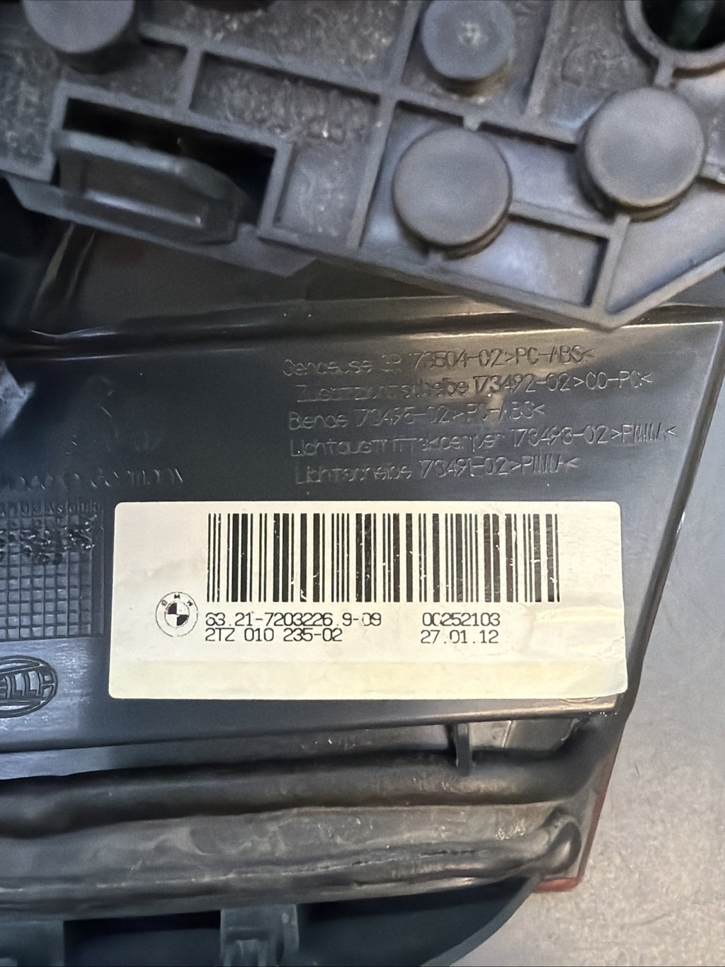 2011-13 BMW 528I 535I 550I M5 F10 INNER TRUNK TAIL LIGHT RIGHT PASSENGER 7203226