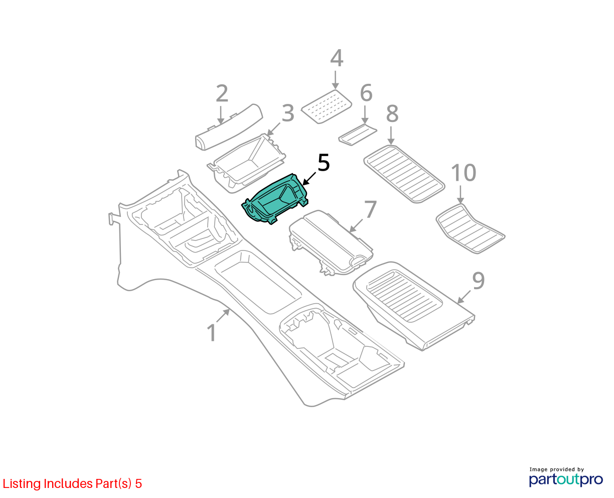 07-13 BMW 335 328 E92 E93 REAR CENTER CONSOLE AIRVENT PANEL W/ ASHTRAY 6960686