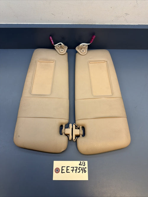00–05 BMW E46 325i Right & Left Light Sun Visor Mirror Leather Set BEIGE 6905983