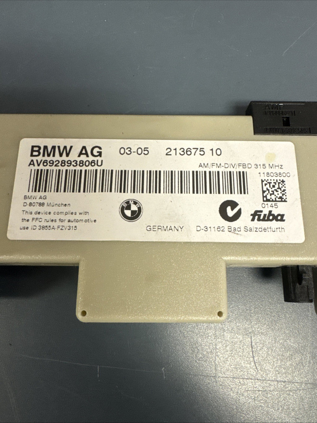 06-13 BMW M3 E90 SEDAN 3 SERIES ANTENNA RECEIVER BOOSTER AMPLIFIER 9131369