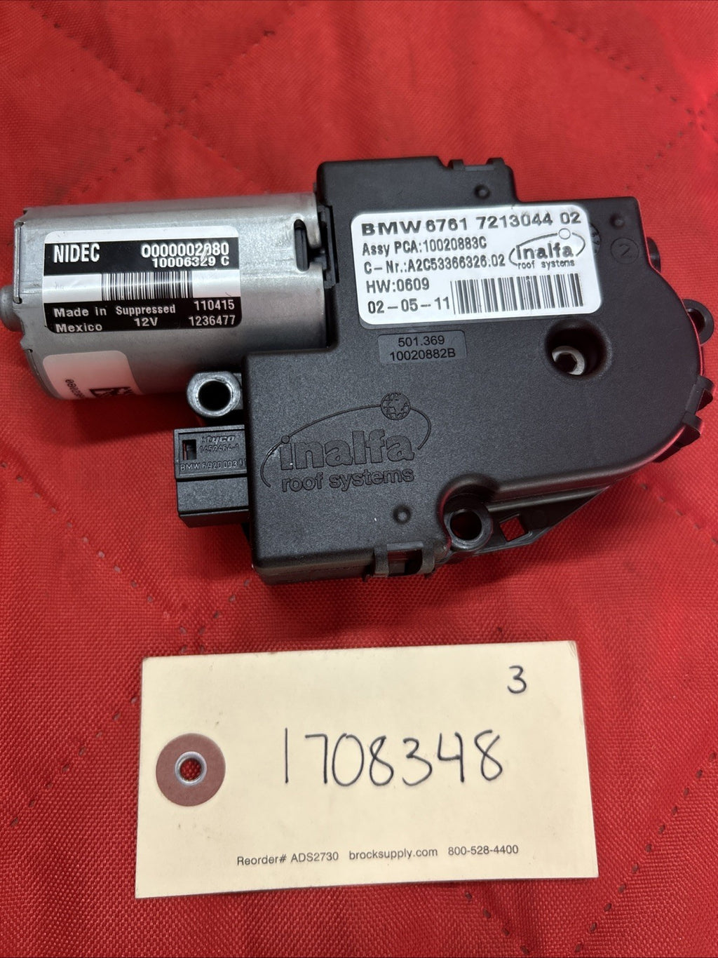 2011 2012- 2017 BMW X3 Overhead Sunroof Power Sliding Actuator Motor 7213044 OEM