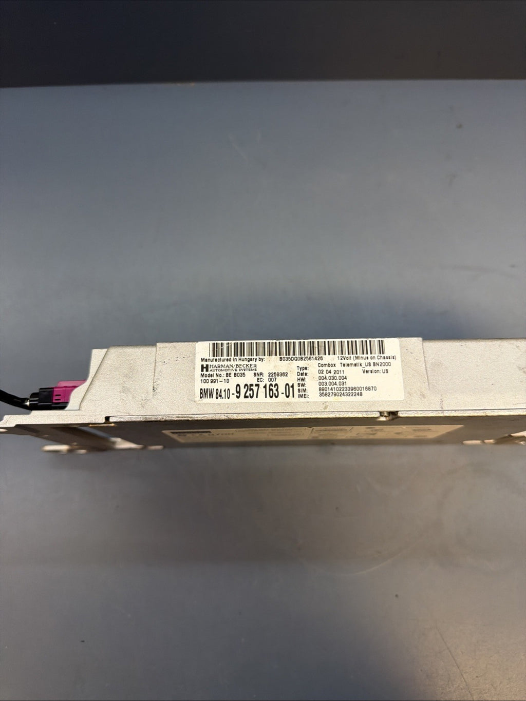 2009 - 2013 BMW 335i E90 E91 E92 Telematics Bluetooth Control Module 9257163