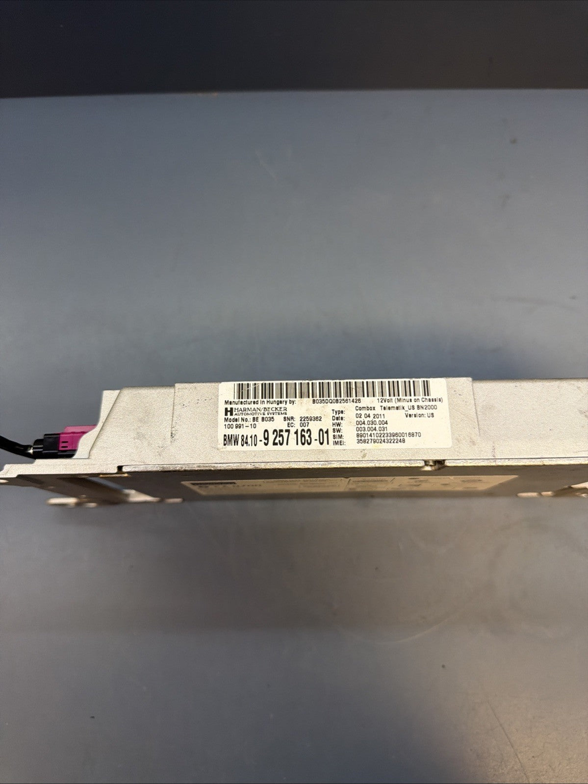 2009 - 2013 BMW 335i E90 E91 E92 Telematics Bluetooth Control Module 9257163