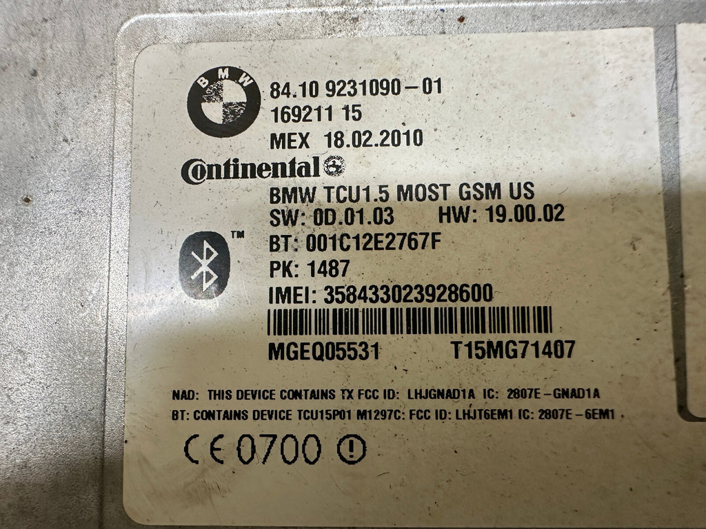 BMW 07-13 E90 3 SERIES BLUETOOTH COMMUNICATION TELEMATICS MODULE OEM 9231090