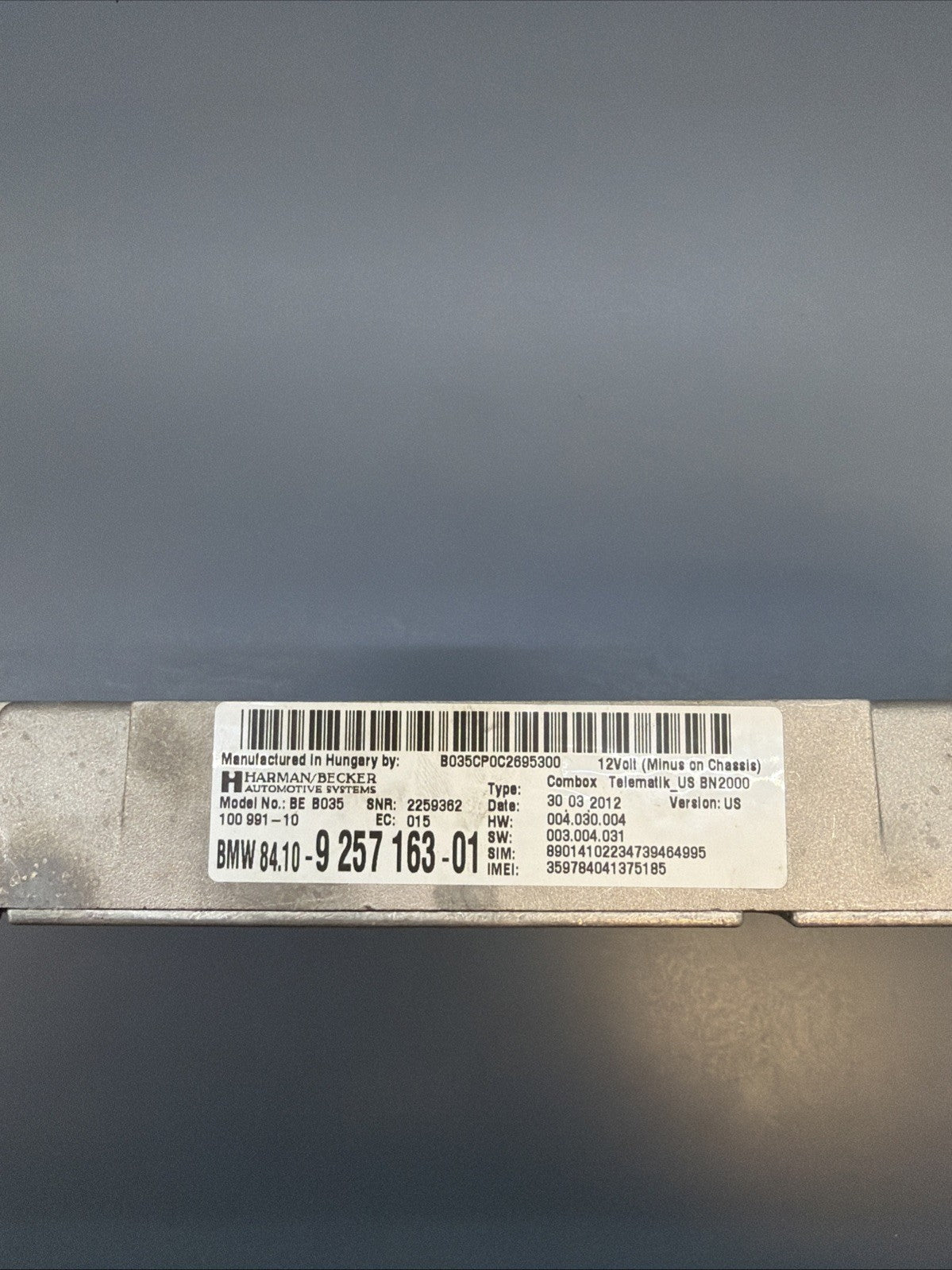 2007-2013 BMW 328i Telematics Bluetooth Communication Module 9257163 OEM
