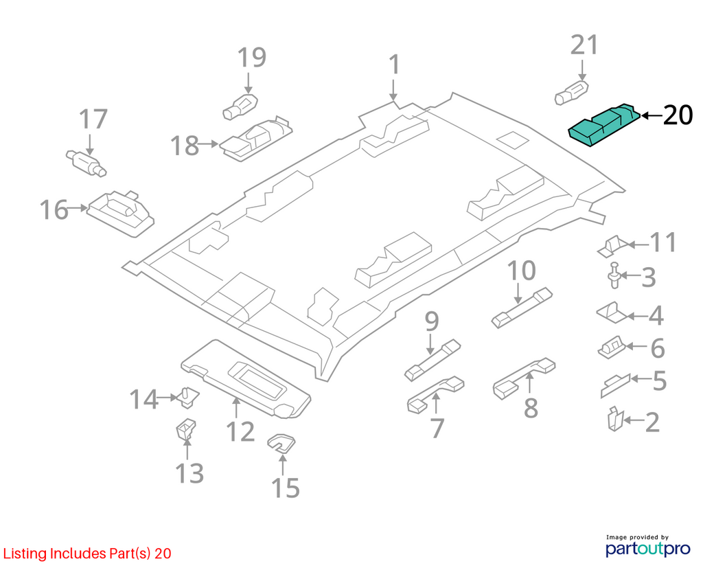 07-13 BMW E70 X5 REAR LEFT (DRIVER) SIDE DOME LAMP READING MAP LIGHT 6972973