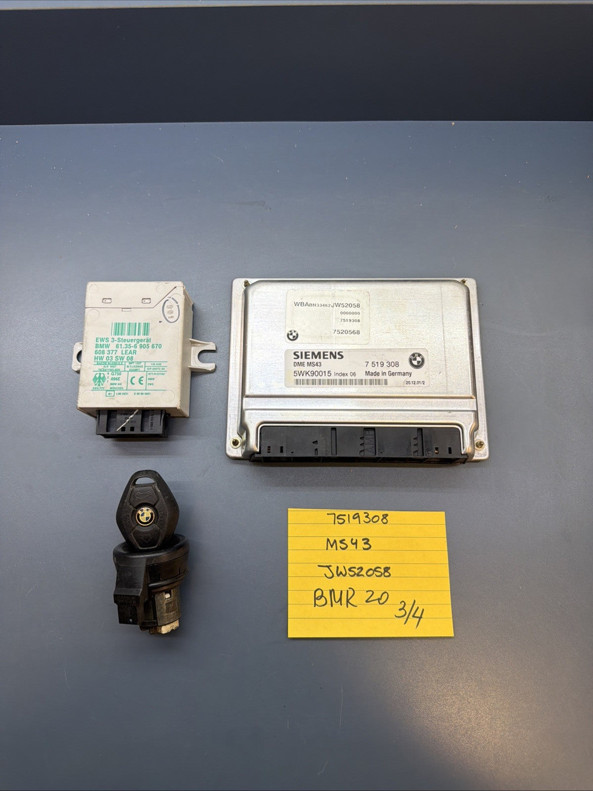 BMW 99-03 Z3 3/5 SERIES M54 ENGINE ECU(DME)+CAS+KEY SET OEM 7519308 MS43
