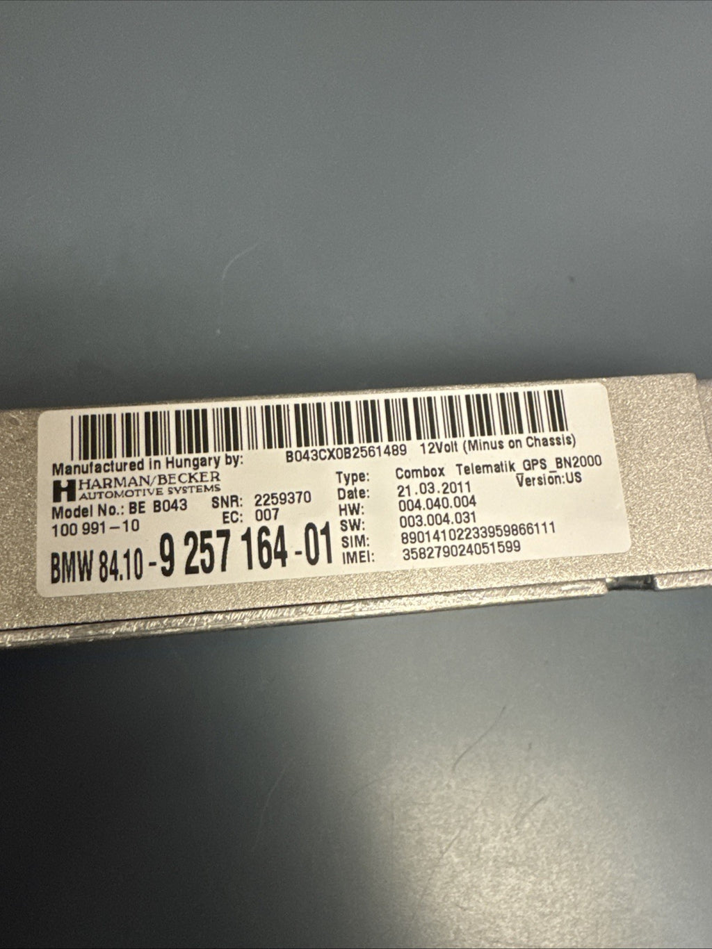 07-14 BMW E89 E90 E92 E70 E71 E82 COMBOX TELEMATIC GPS COMPUTER CONTROL MODULE