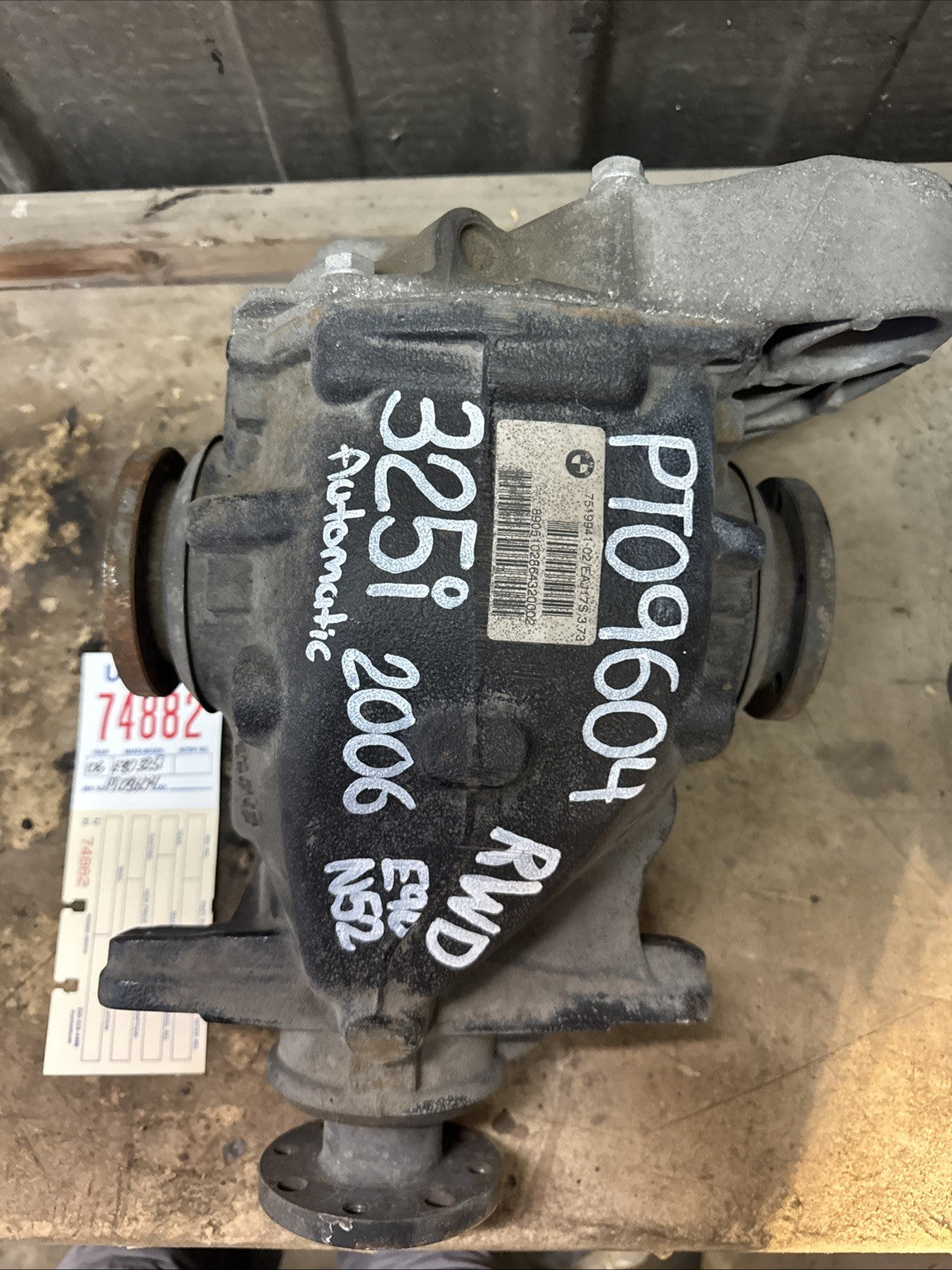 BMW REAR DIFFERENTIAL 3 SERIES AUTOMATIC E90 325I RWD FINAL DRIVE 3.73 7519941