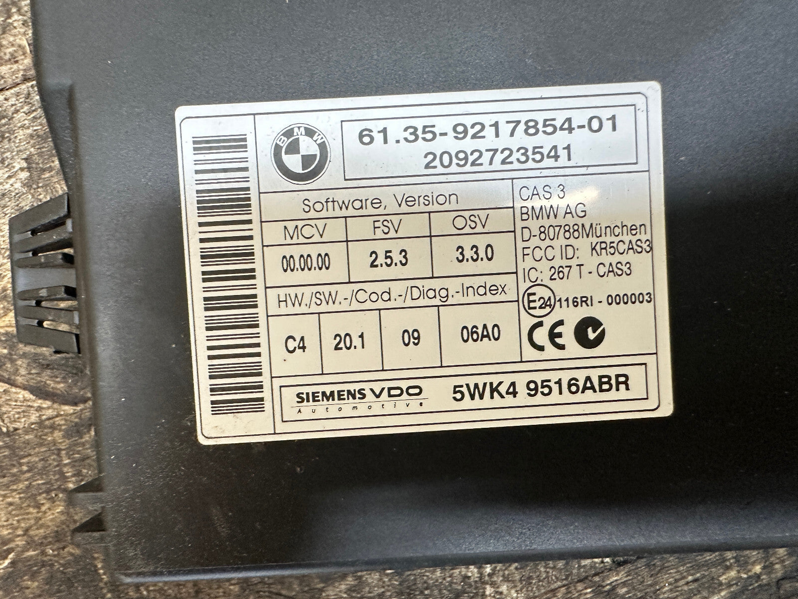BMW 05-13 N52N N51 ENGINE ECU(DME)+CAS(IMMOBILIZER)+KEY  SET 7602216 MSV80