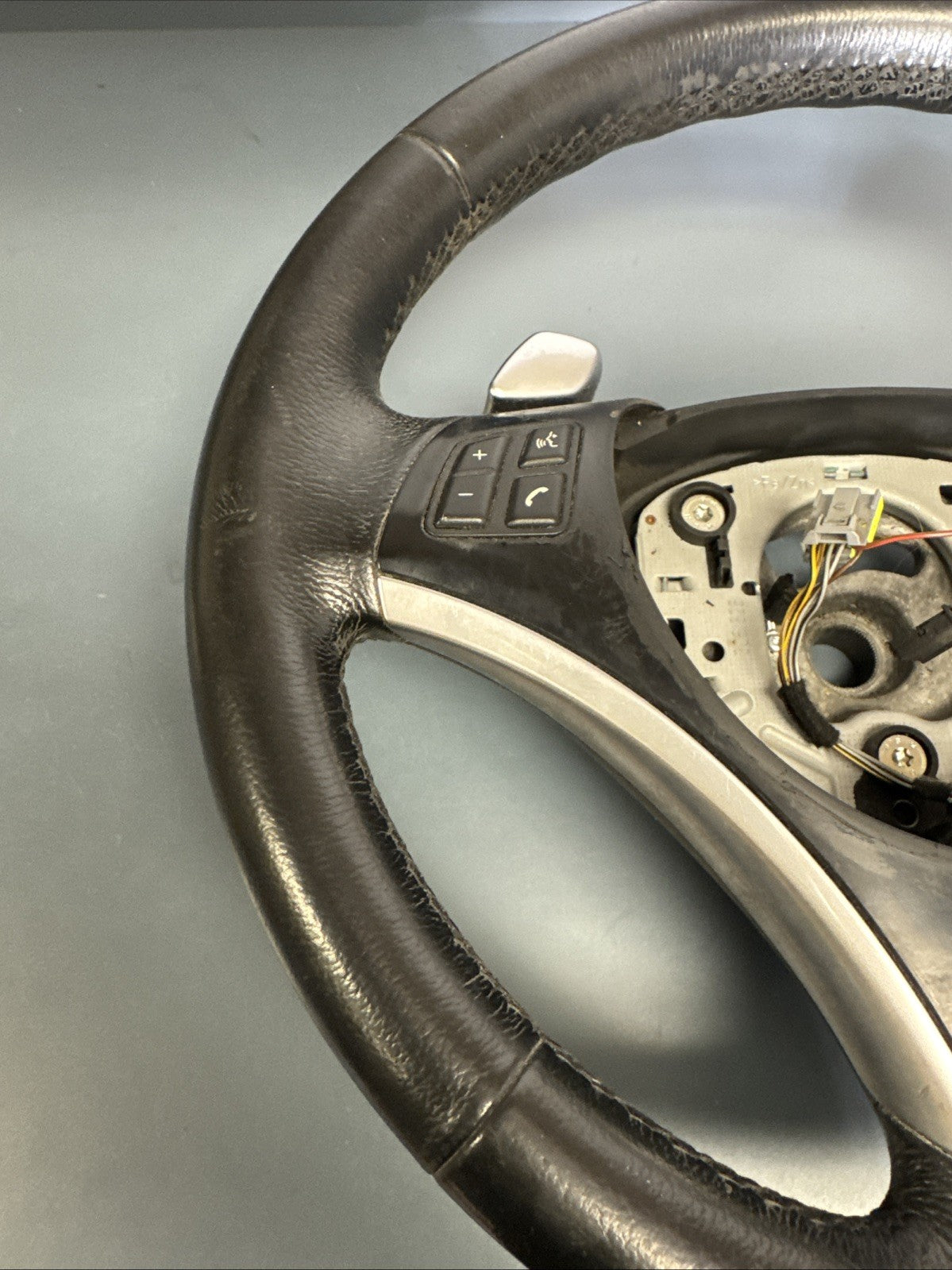BMW 06-12 E90 E88 NON HEATED SPORT STEERING PADDLE SHIFT BLACK LEATHER 6781086