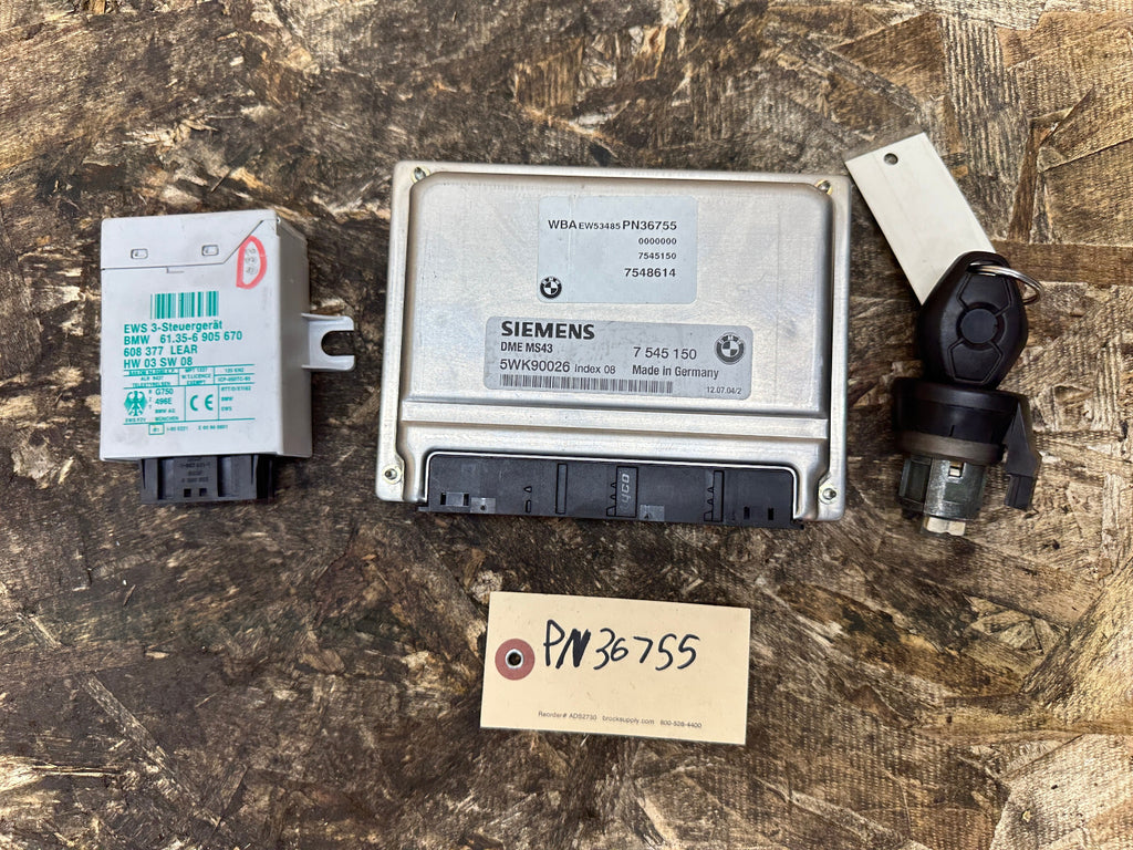 BMW 99-05 E46 ECU+CAS+KEY M54 3.0 ENGINE MS43 SET OEM 7545150+6905670