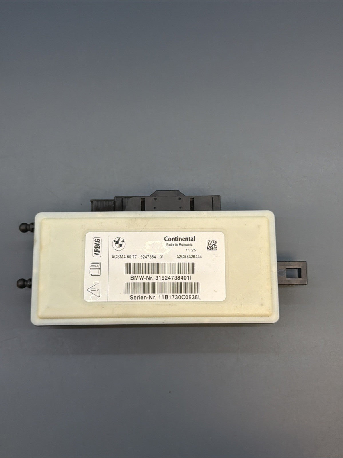 BMW 11-17 F25 X3 F10 5 SERIES CRASH IMPACT SENSOR SRS MODULE OEM 9247384