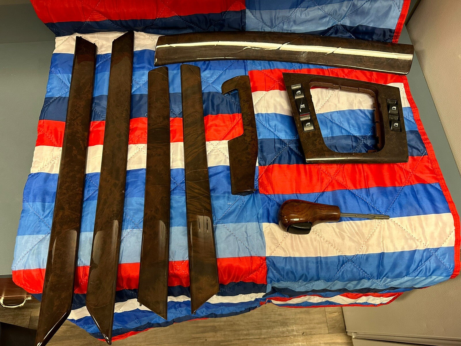 01-05 BMW E46 4 DOOR SEDAN WOOD GRAIN TRIM INTERIOR 8 PIECE SET OEM