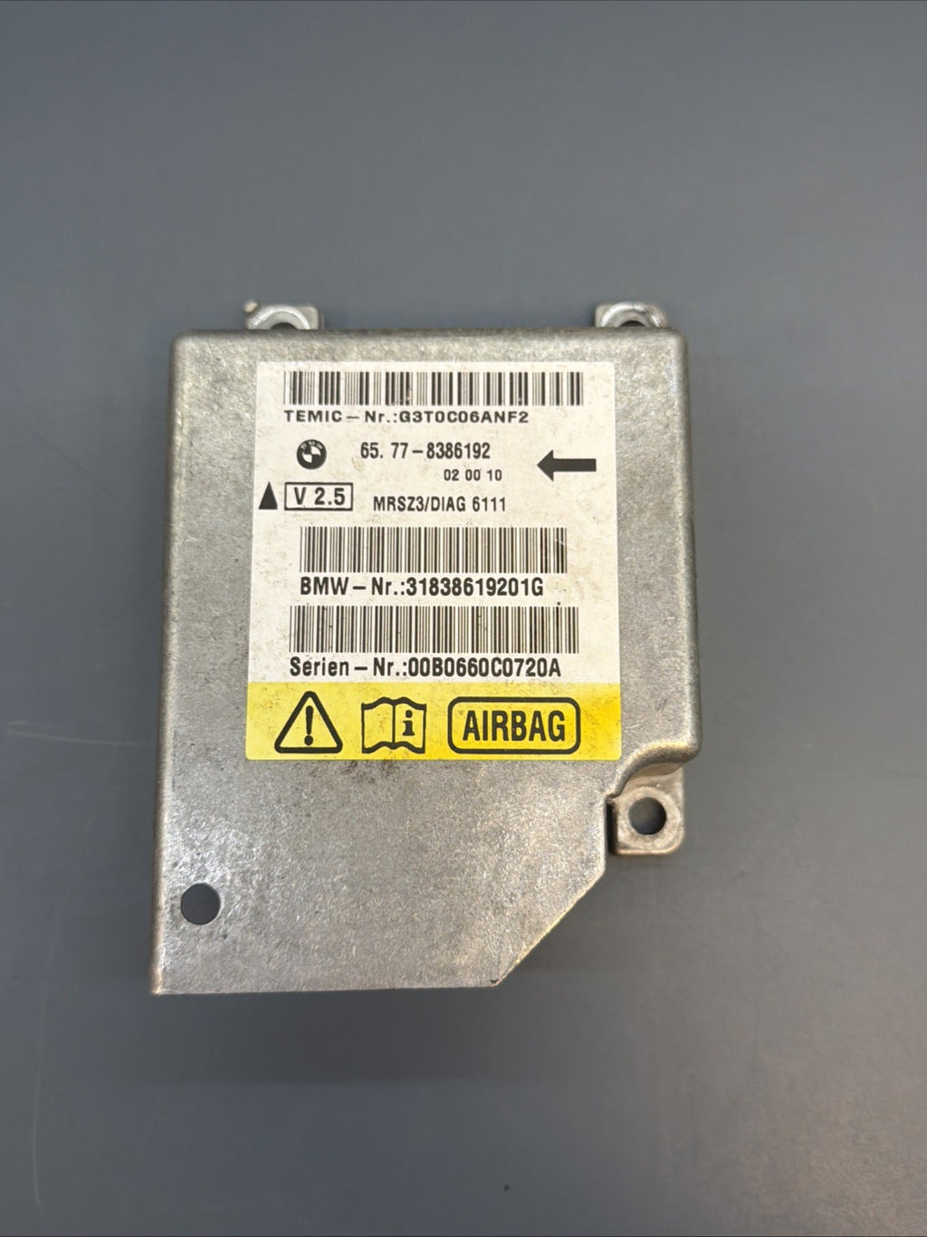 2000 BMW Z3 SRS Control Module 65778386192 OEM