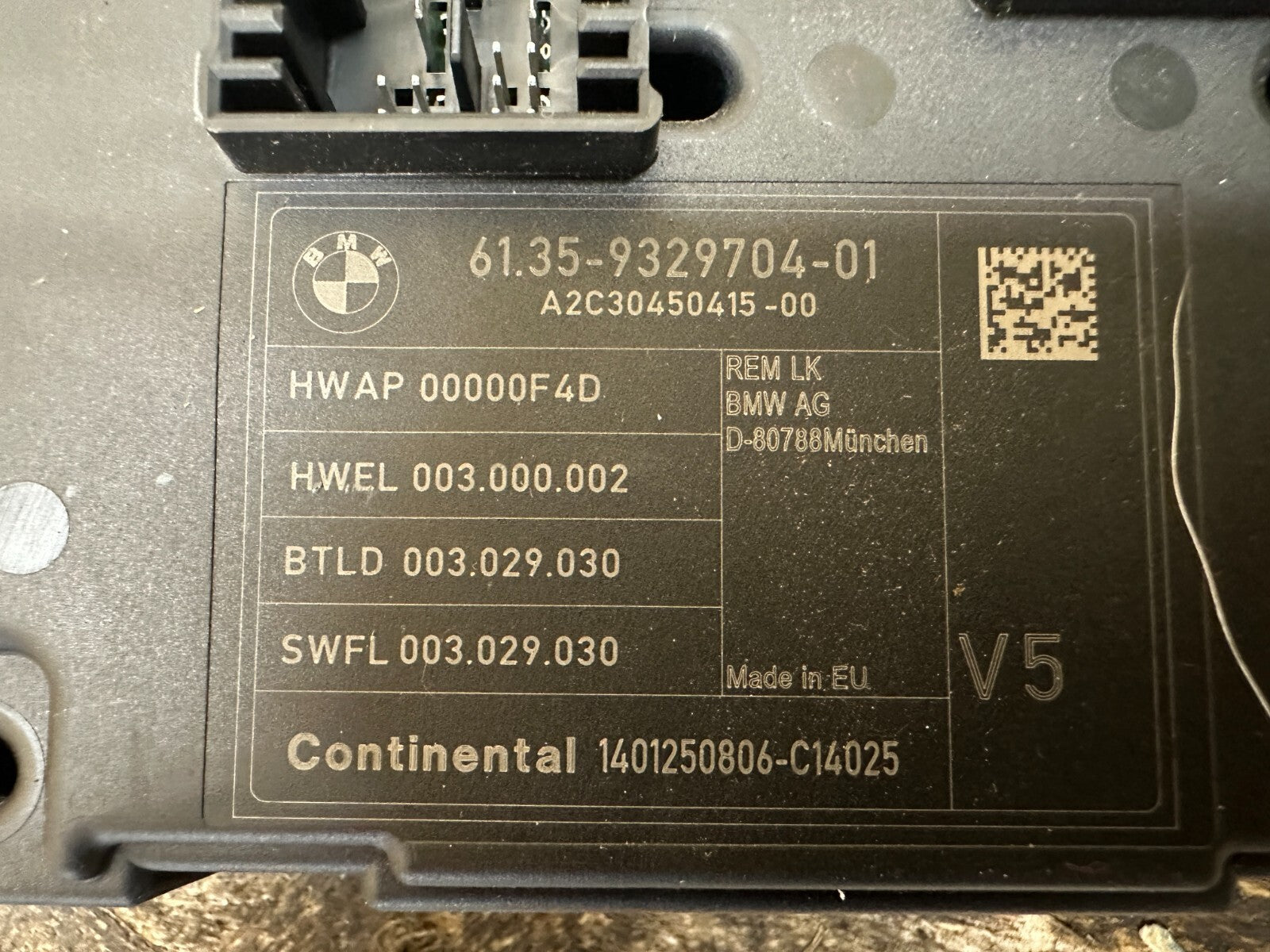 BMW 2012-2020 F30 F32 REAR BODY CONTROL MODULE OEM 9329704
