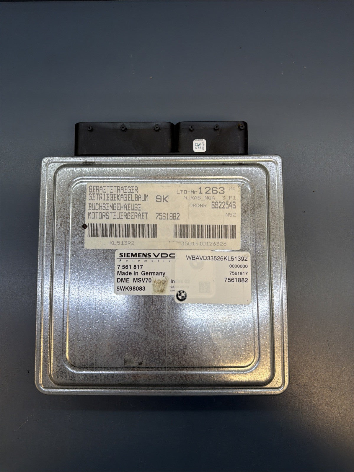 2006 BMW E90 E91 325xi N52 A/T ENGINE MSV70 UNIT ECM ECU CAS KEY 7561817