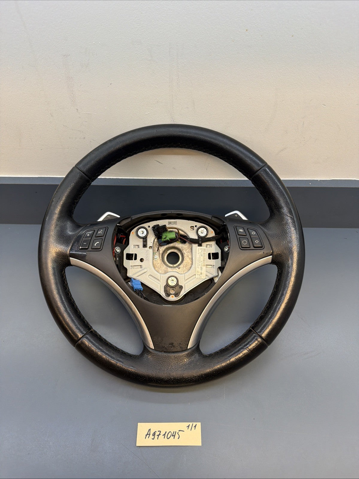 BMW 06-11 E90 3 SERIES BLACK LEATHER SPORT STEERING WHEEL W PADDLES OEM 6795858