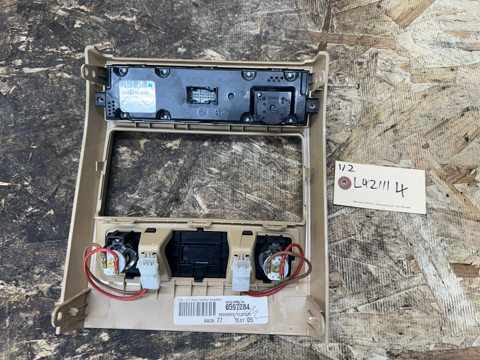 BMW 06-13 E70 X5 E71 X6 REAR AC CLIMATE CONTROL TRIM PANEL BEIGE OEM 9215515