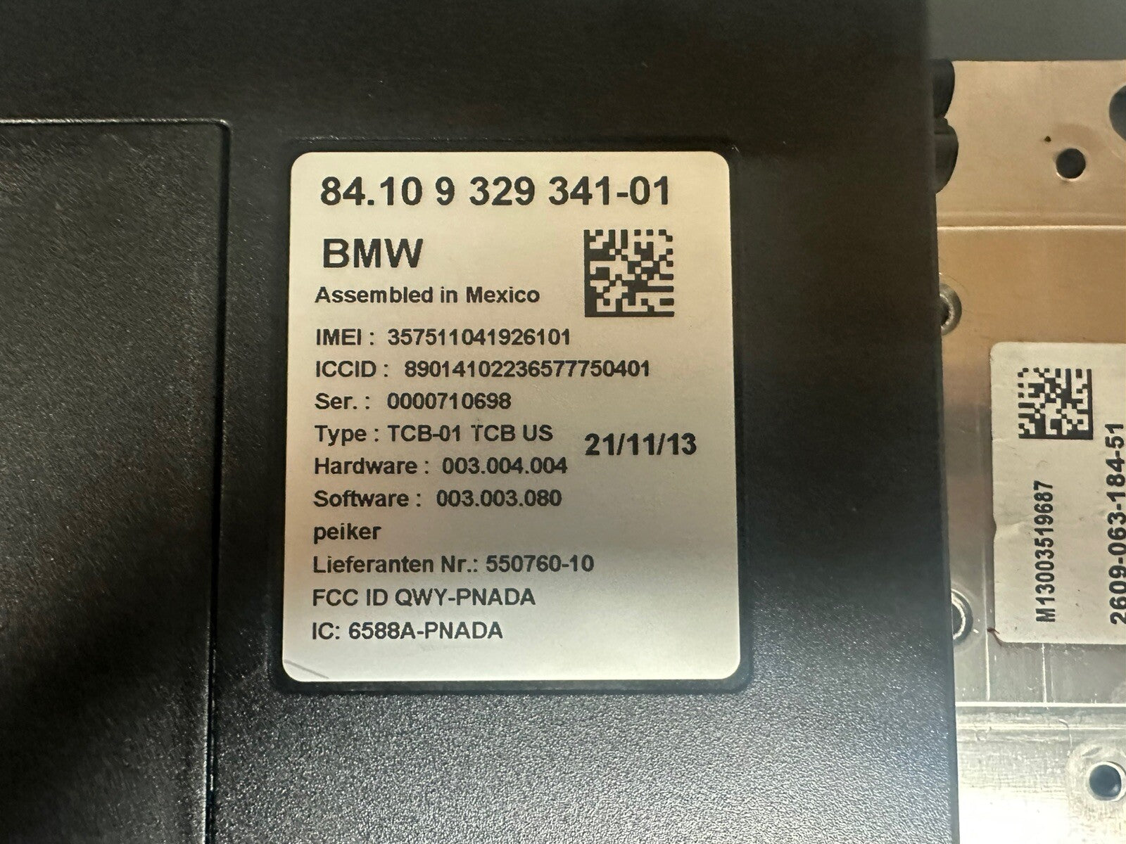 2014-2016 BMW 5 SERIES OEM TELEMATICS COMMUNICATION CONTROL MODULE 9329341