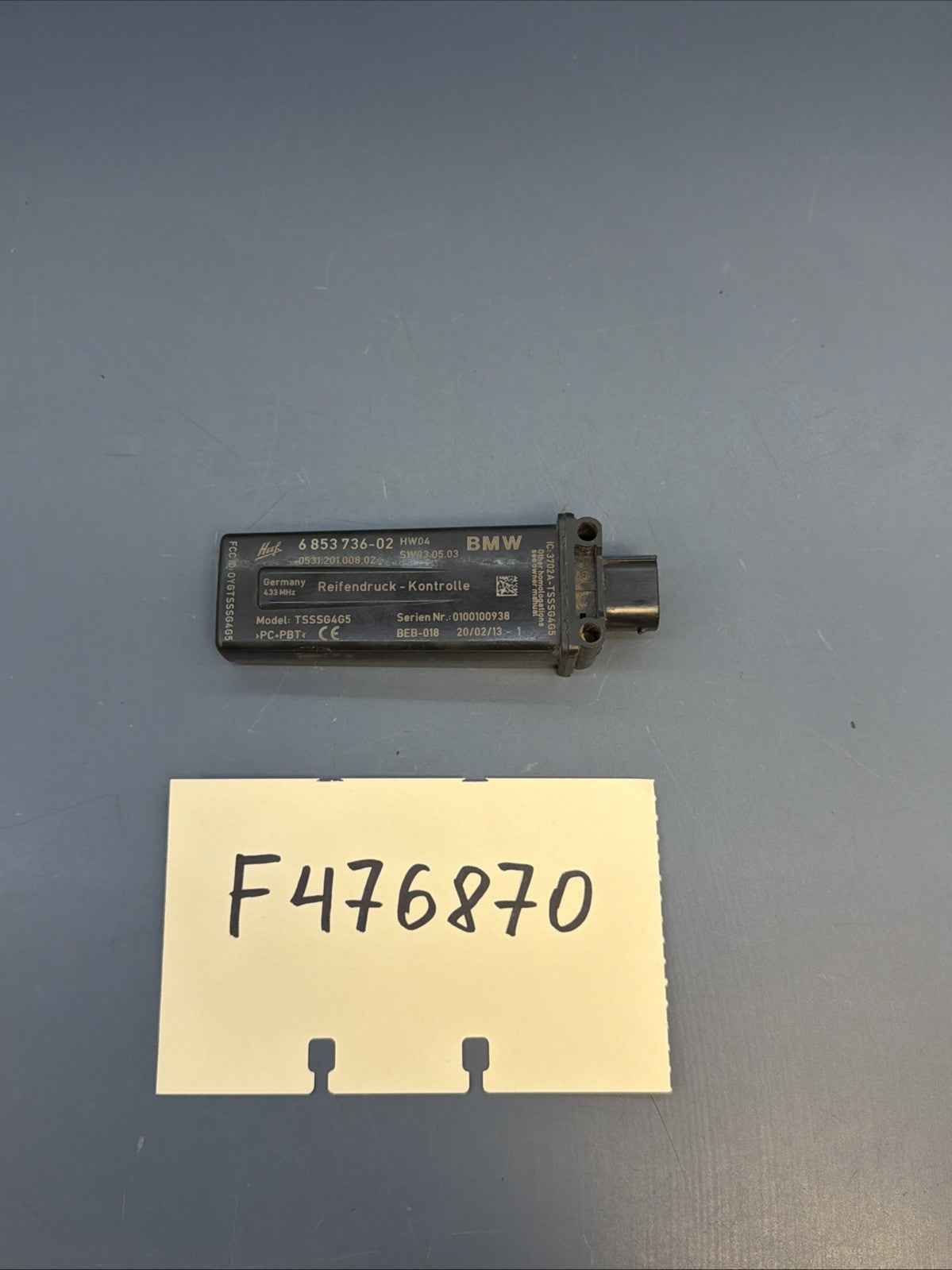 BMW F30 F36 F22 F10 F13 F01 TPMS TIRE PRESSURE RDC CONTROL MODULE 6853736