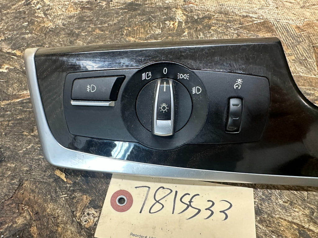 BMW 09-17 F10 F11 5 SERIES GLOSSY BLACK HEADLIGHT CONTROL SWITCH PANEL 9166644