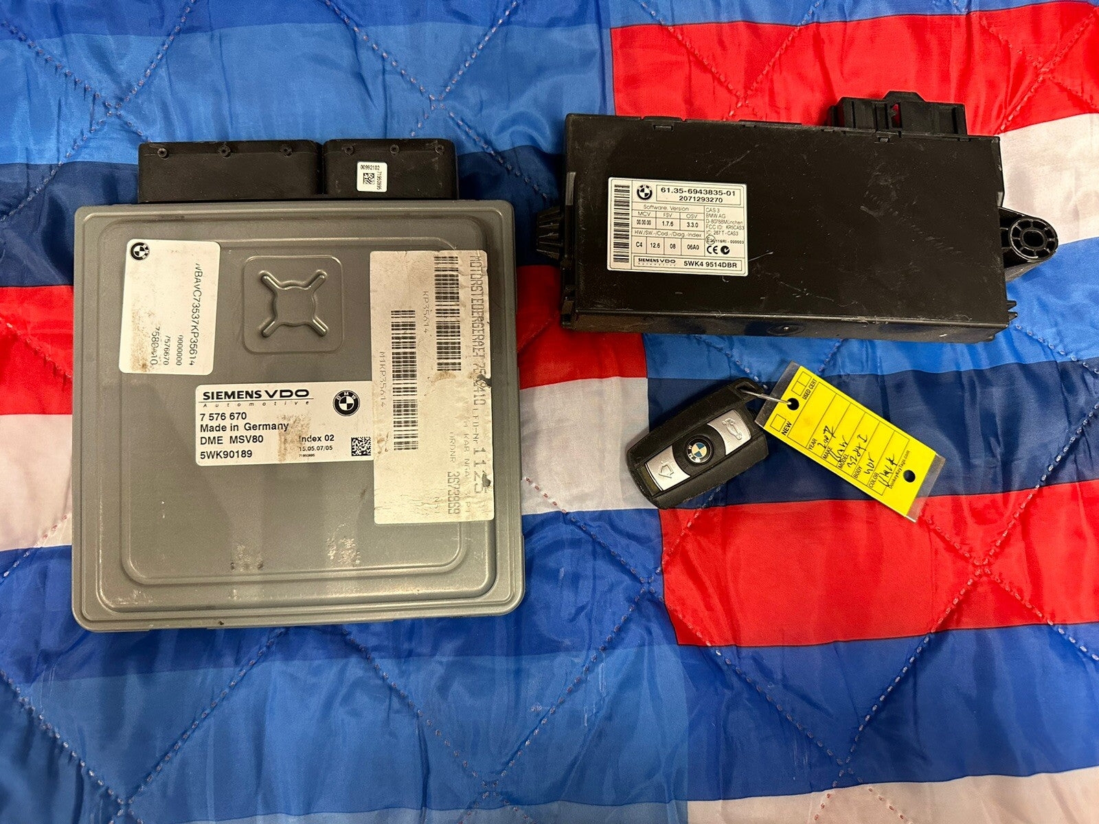 BMW 328I 128I E90 E92 E93 E82 N51 ENGINE ECU SET DME MSV80 CAS3 KEY SET 7576670