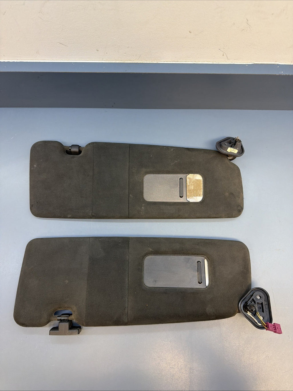 06-10 BMW E63 Coupe Left & Right Passenger Sun Visor Mirror Black Alcantara OEM